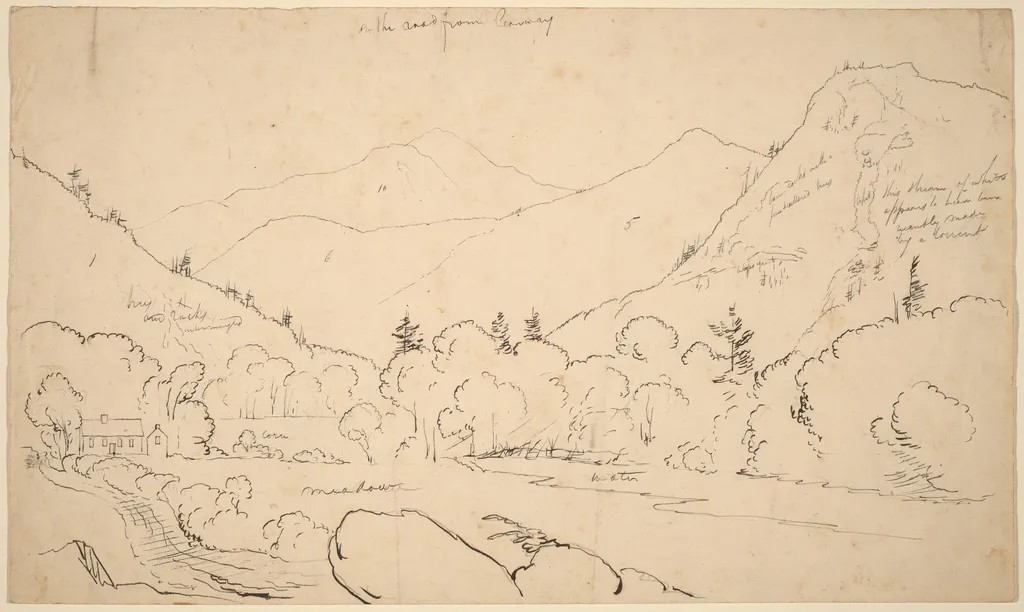 On the Road from Conway, by Thomas Cole, ink, 1828