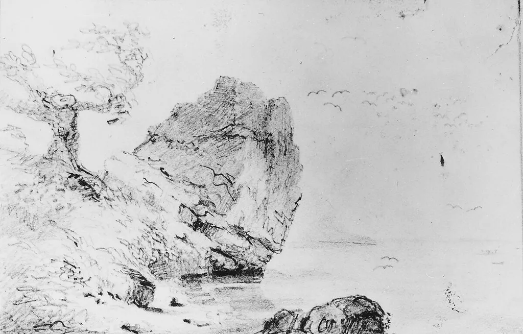 Shipwreck, by Thomas Cole, graphite, 1824
