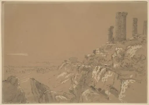 Temples of Juno, Lucina, and Concordia - Agrigentum, Sicily, by Thomas Cole