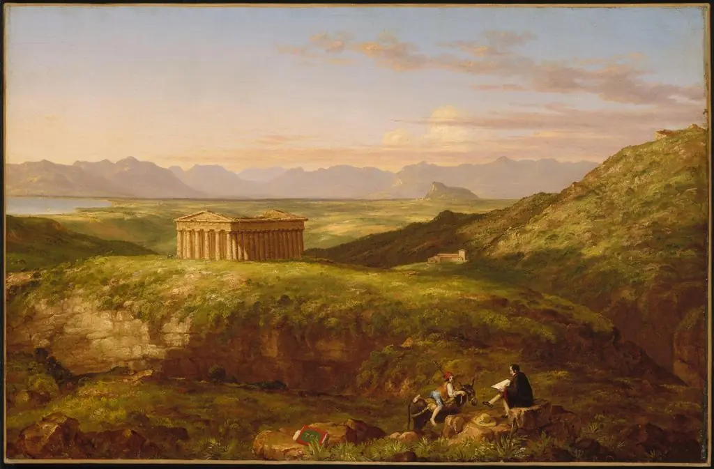 The Temple of Segesta with the Artist Sketching, by Thomas Cole