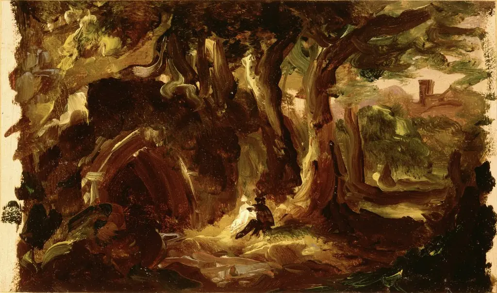 Wooded Landscape with Figures, by Thomas Cole