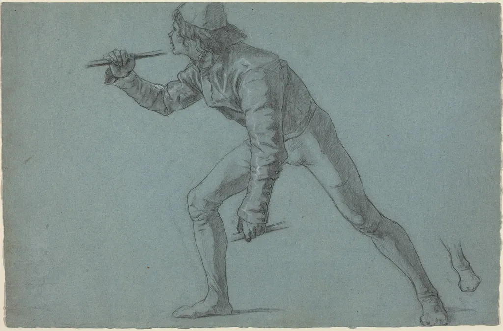 A Boy in Florentine Costume, by Thomas Couture, chalk, 1863