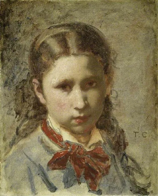 A girl's head, by Thomas Couture, oil, 1857