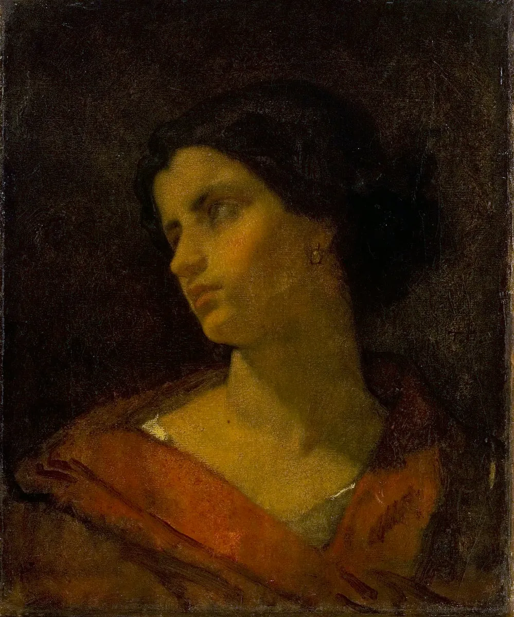 Naisen pää, harjoitelma, by Thomas Couture, unspecified, 1873