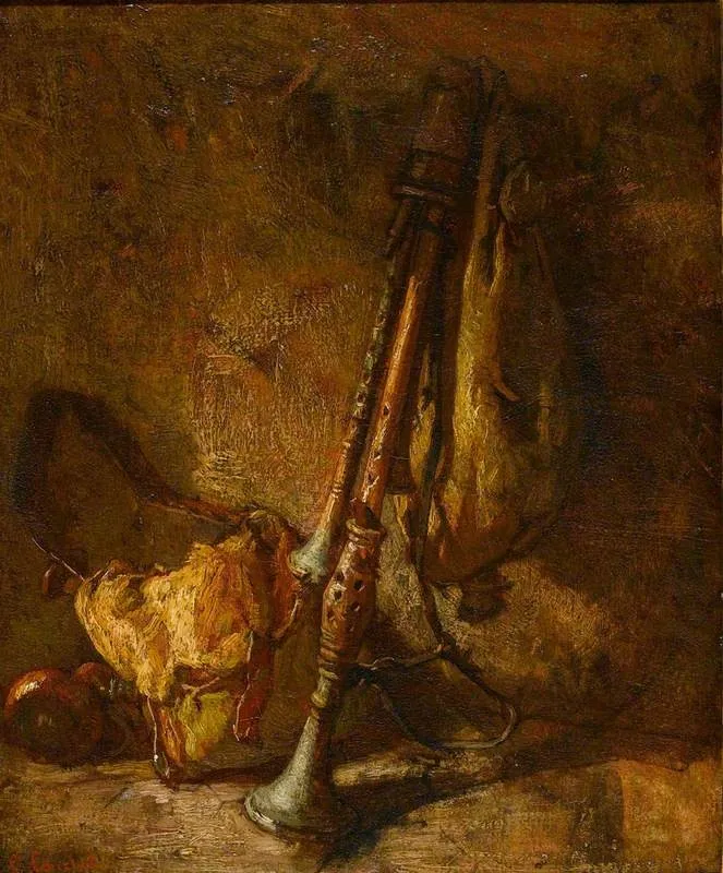 Still Life with a Cornemuse, by Thomas Couture, oil, 1857