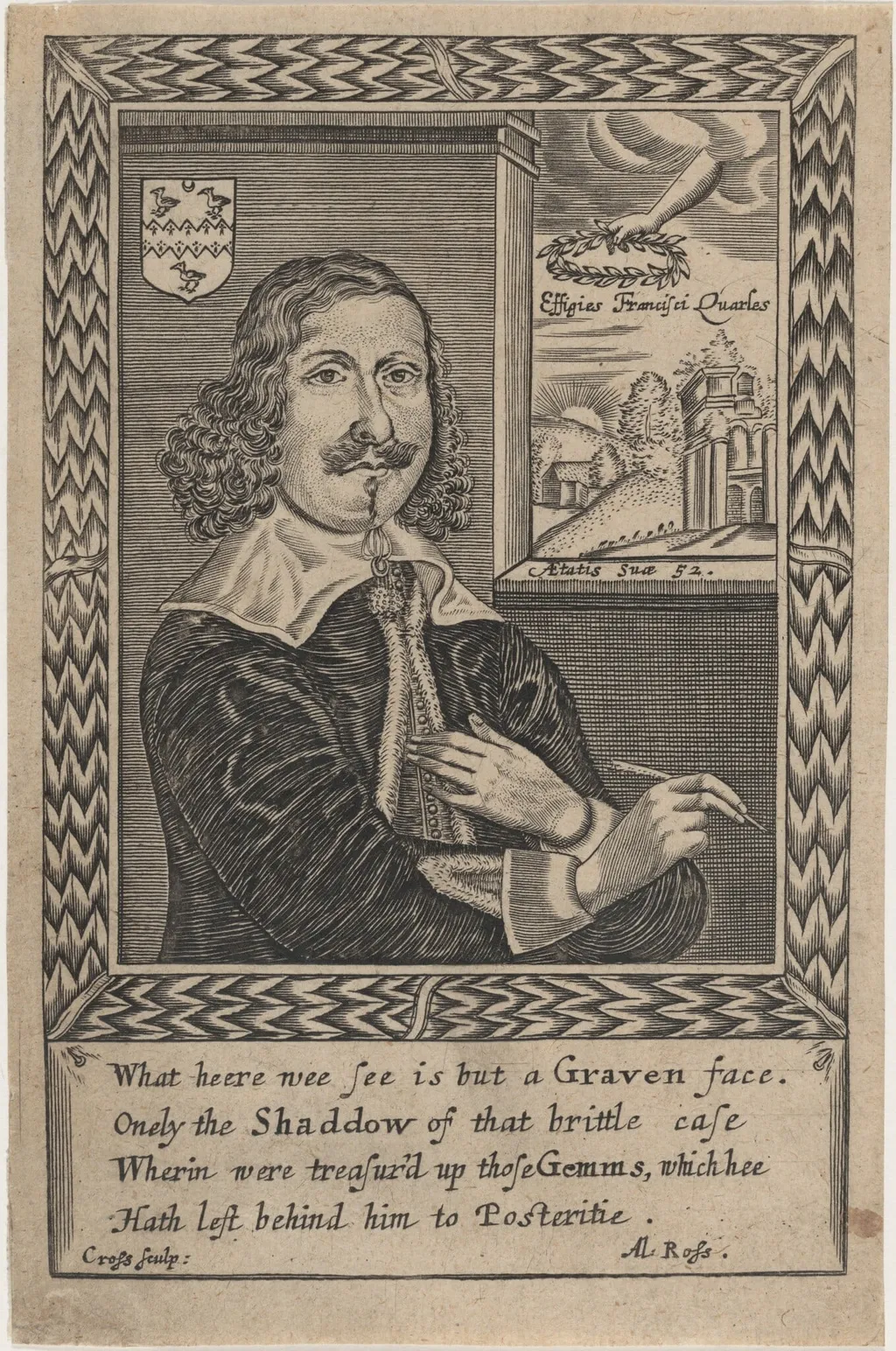 Francis Quarles, by Thomas Cross, ink, 1653