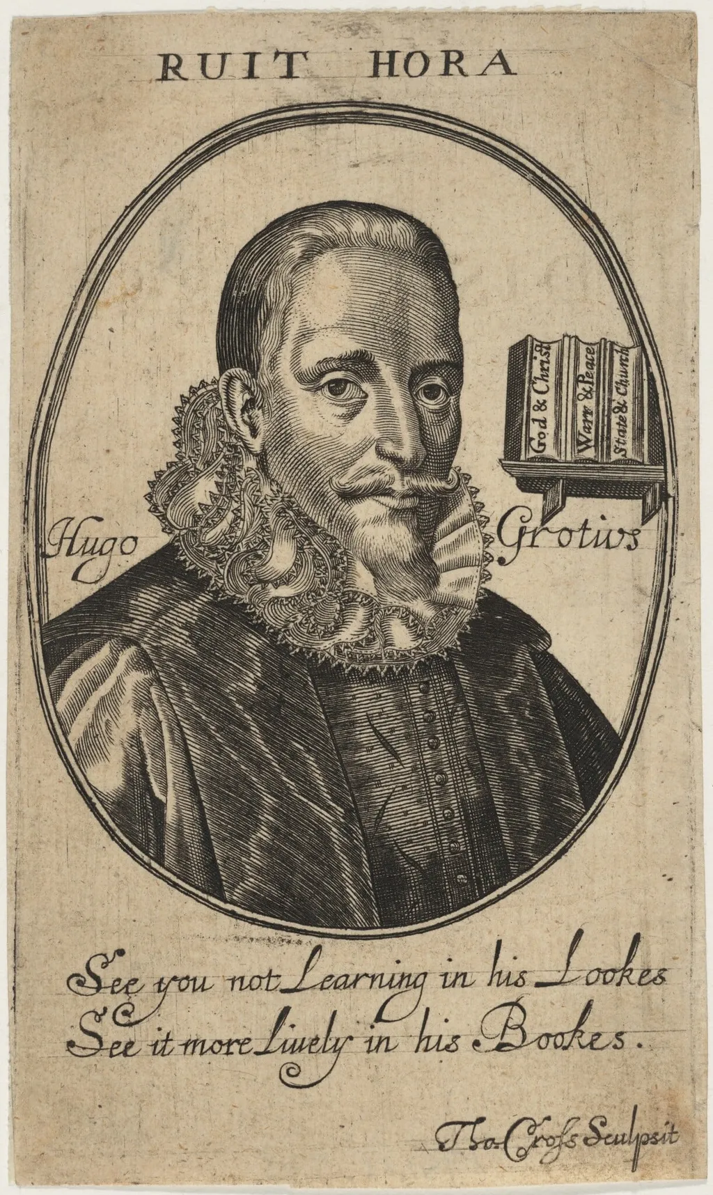 Hugo Grotius, by Thomas Cross, ink, 1653