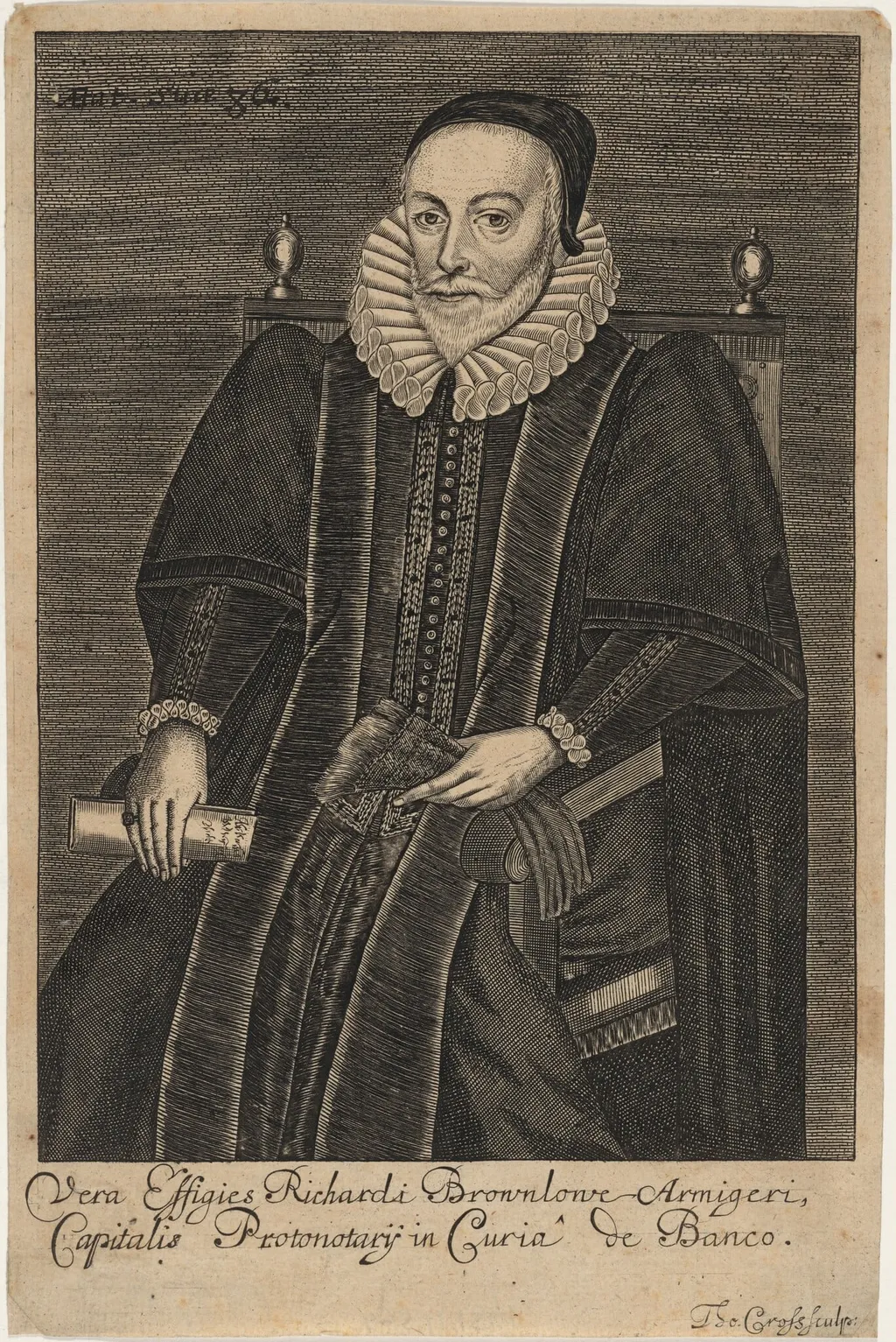Richardi Brownlowe Armigeri, by Thomas Cross, ink, 1653
