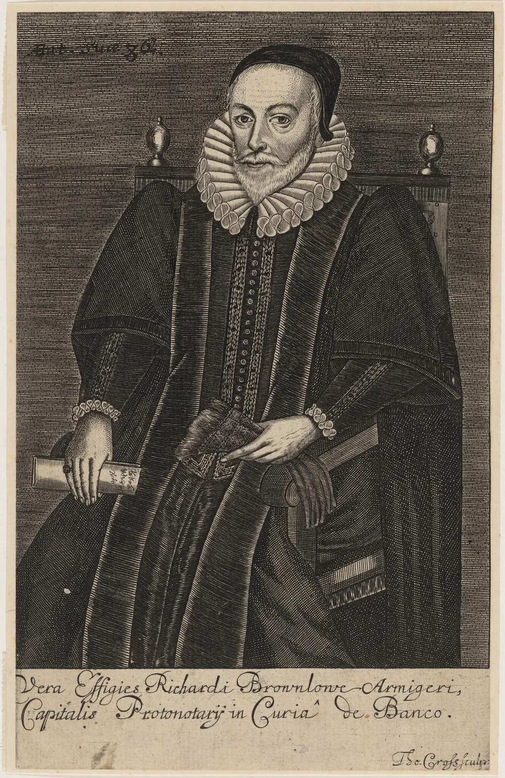 Richardi Brownlowe Armigeri, by Thomas Cross, ink, 1653