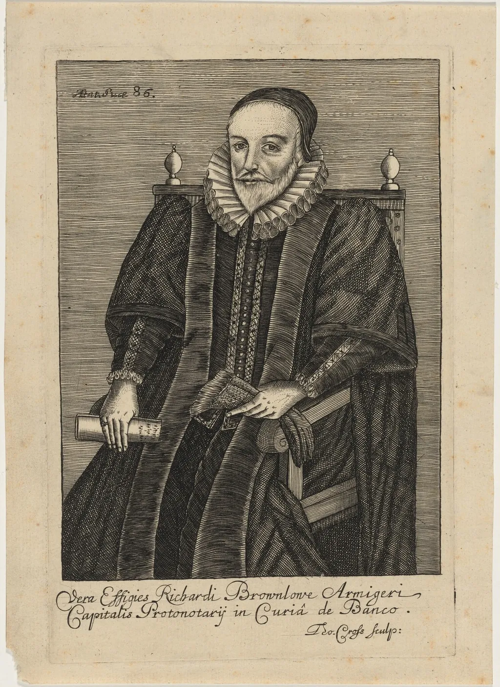 Richardi Brownlowe Armigeri, by Thomas Cross, ink, 1653