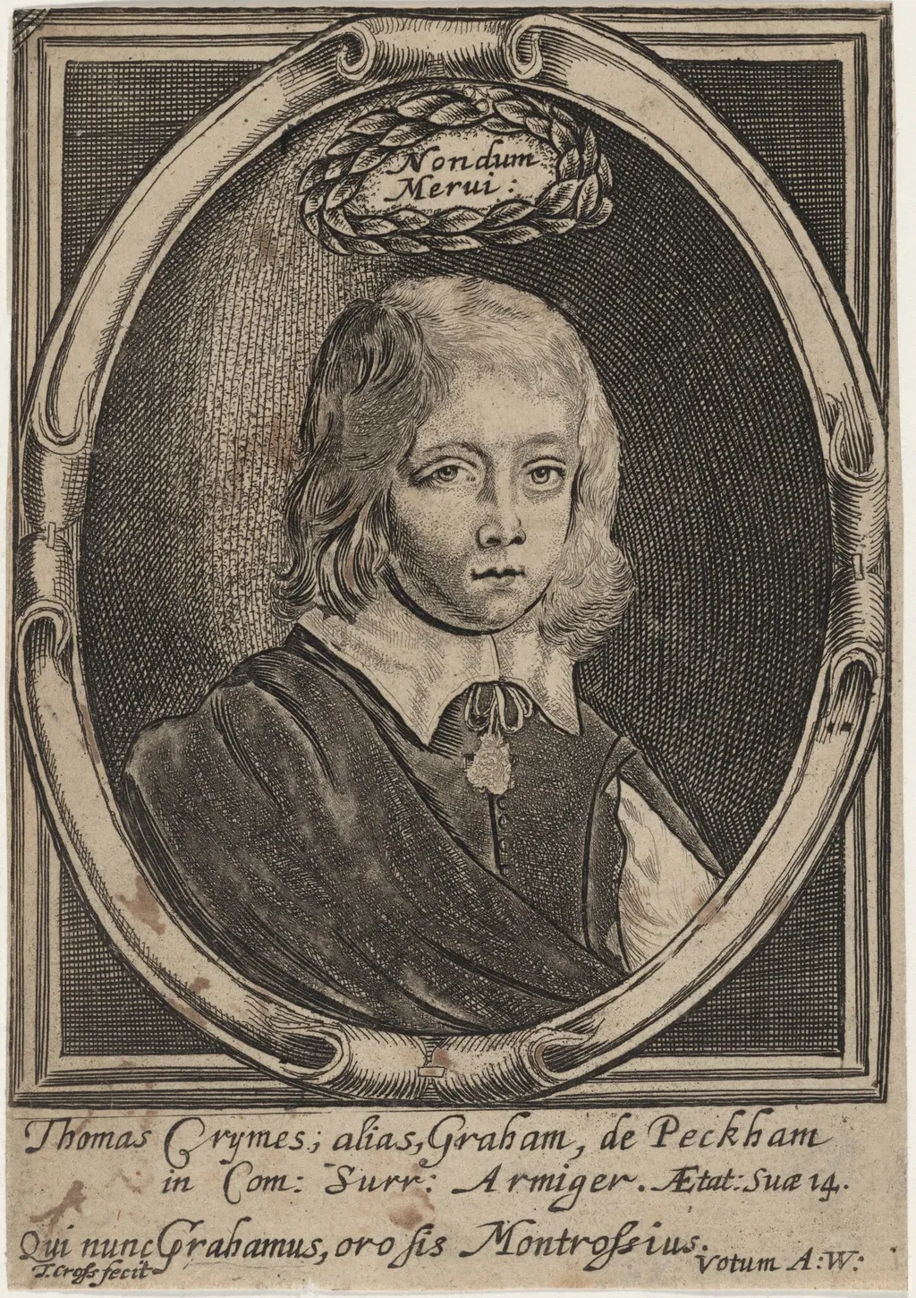 Thomas Crymes, by Thomas Cross, ink, 1654