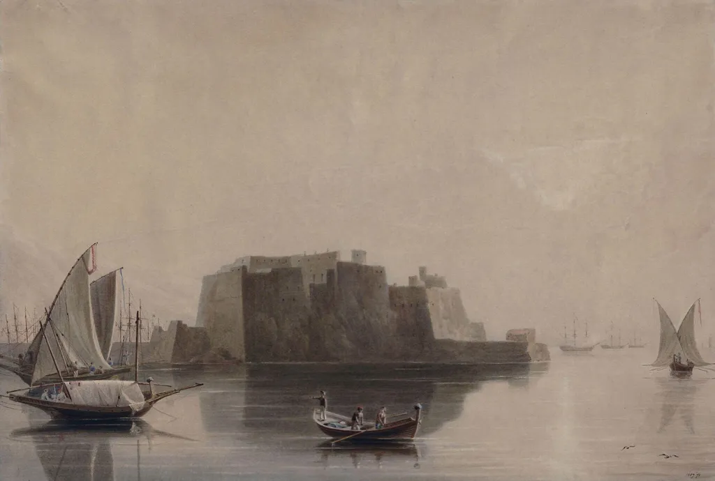 Castello dell'Ovo, Naples, by Thomas Daniell, watercolor, 1790