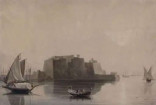 Castello dell'Ovo, Naples, by Thomas Daniell