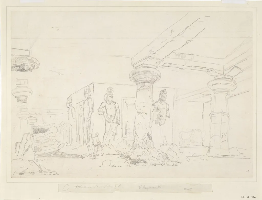 Elephanta caves, by Thomas Daniell, 1973