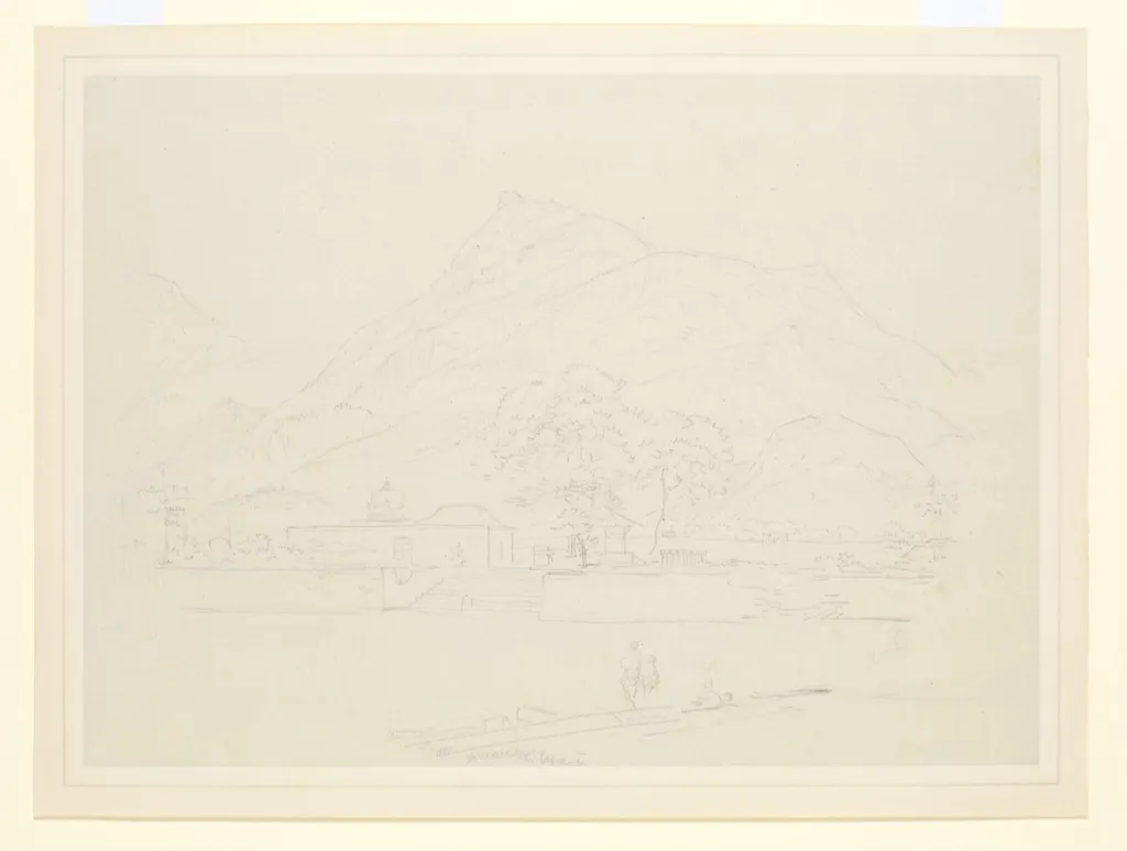 Shrine beside a tank, by Thomas Daniell, 1792