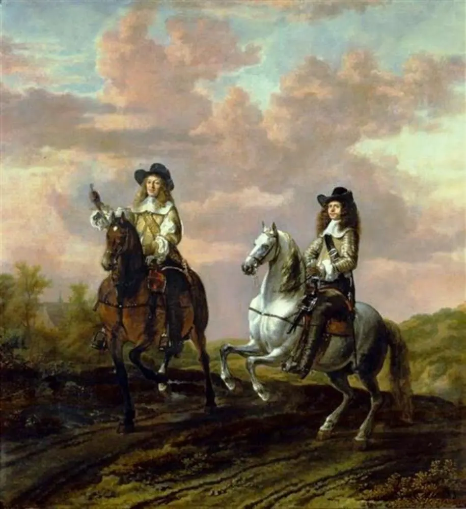 Portrait of two unknown man on horseback, by Thomas de Keyser