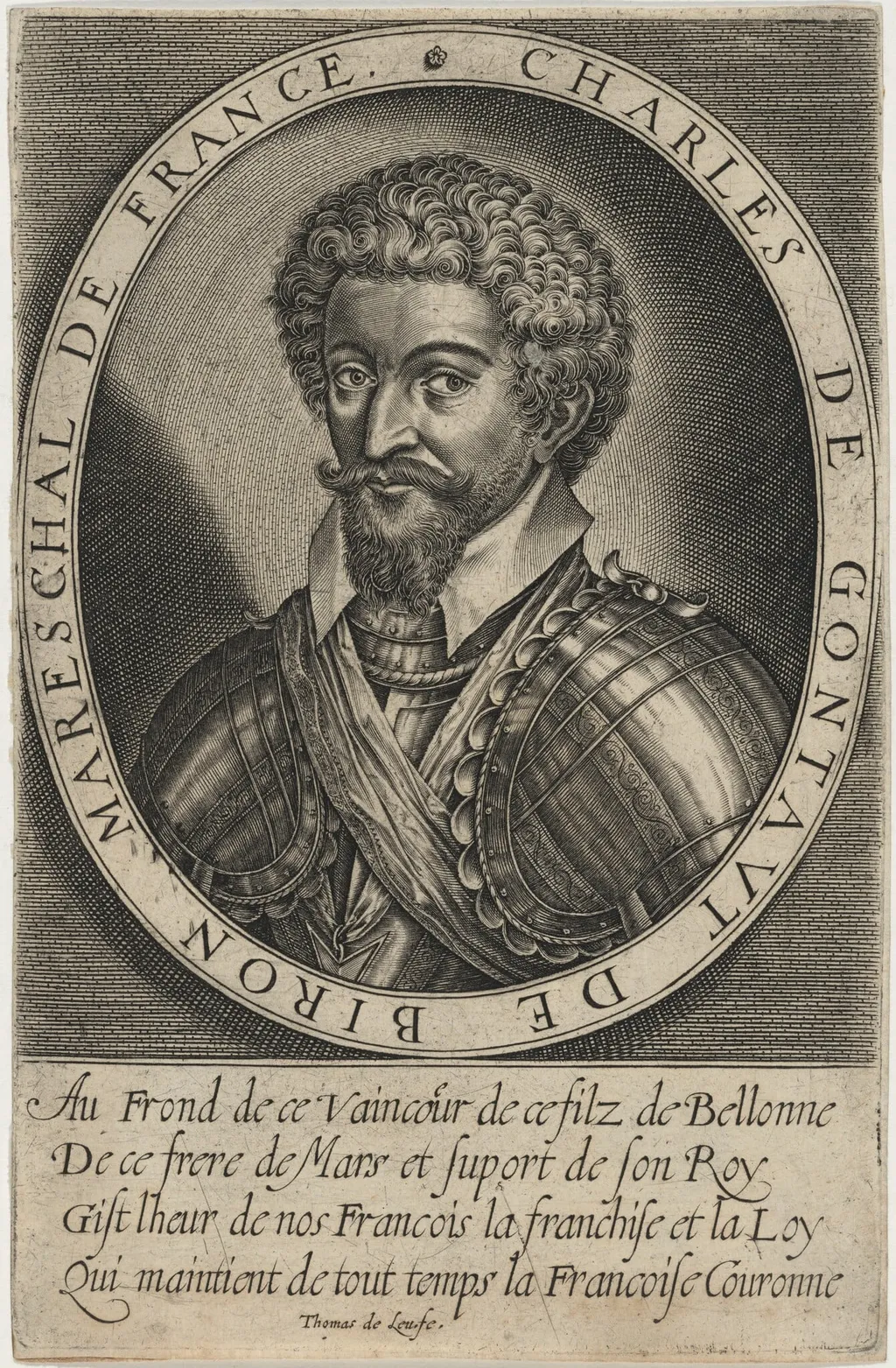 Charles de Gontaut, Duc de Biron, by Thomas de Leu, ink, 1590