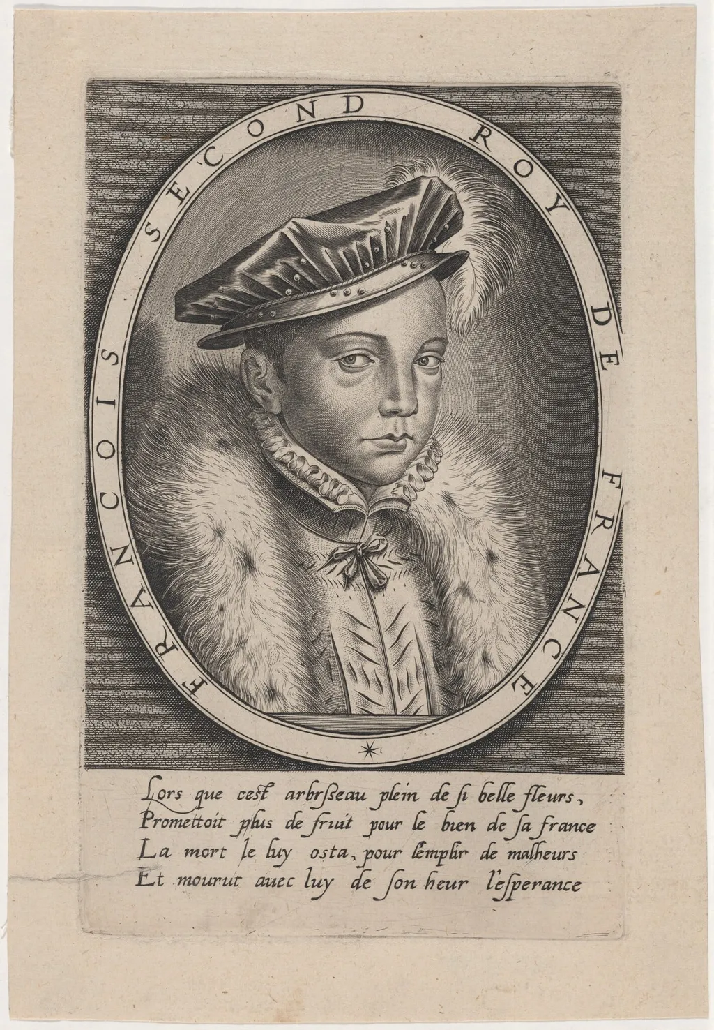 Francis II, King of France, by Thomas de Leu, ink, 1590
