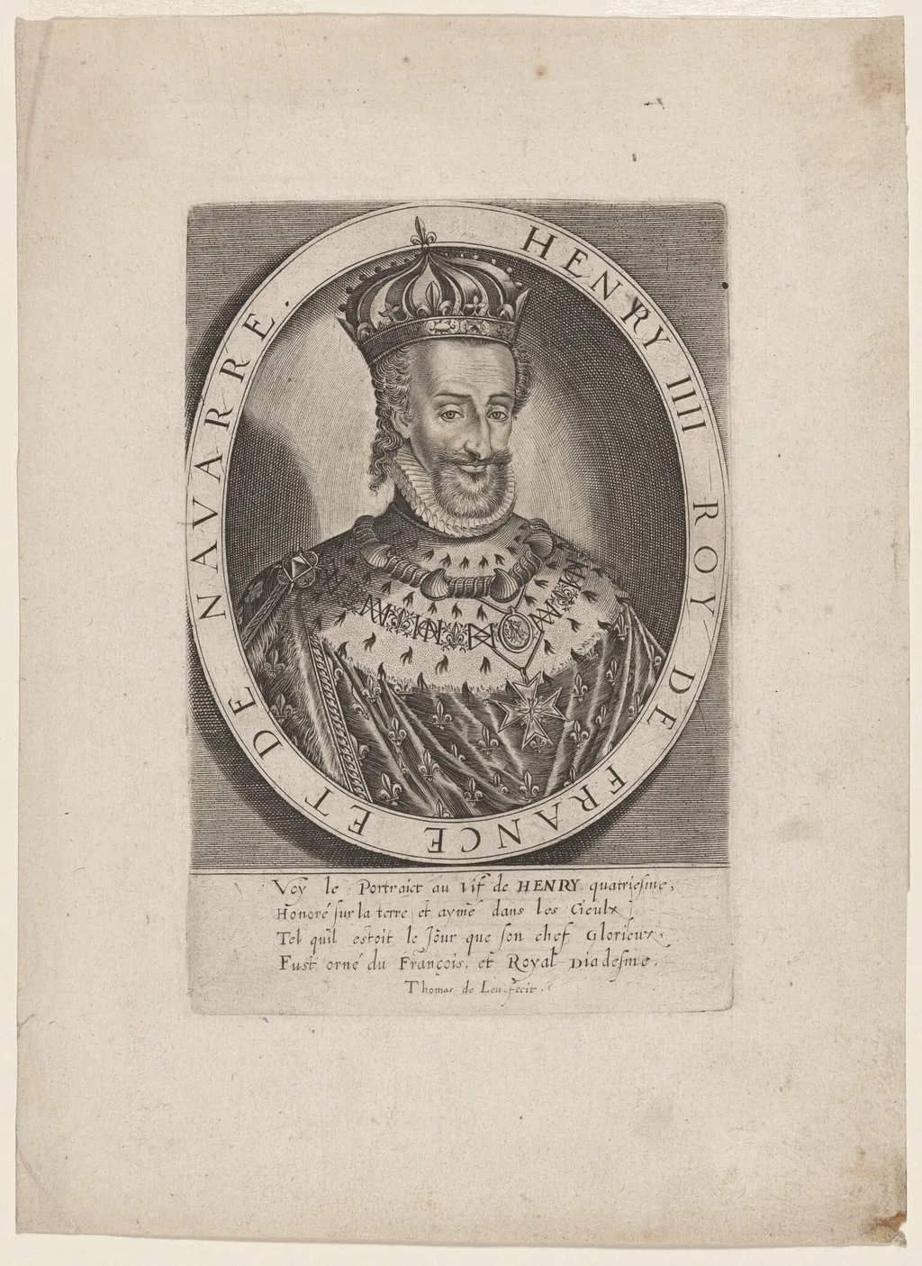 Henry IIII, Roy de France, by Thomas de Leu, ink, 1590