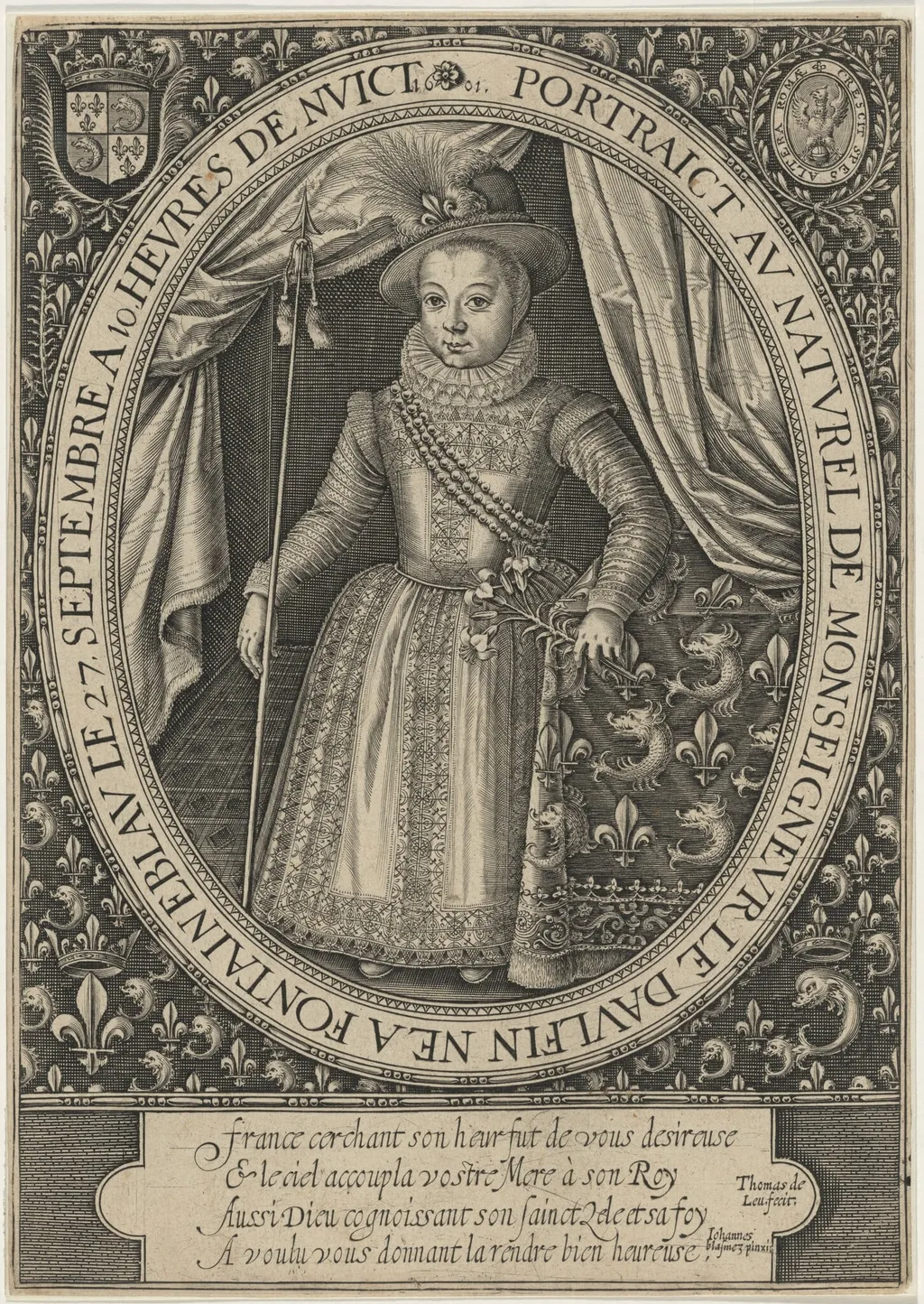 Louis XIII, King of France, by Thomas de Leu, ink, 1590