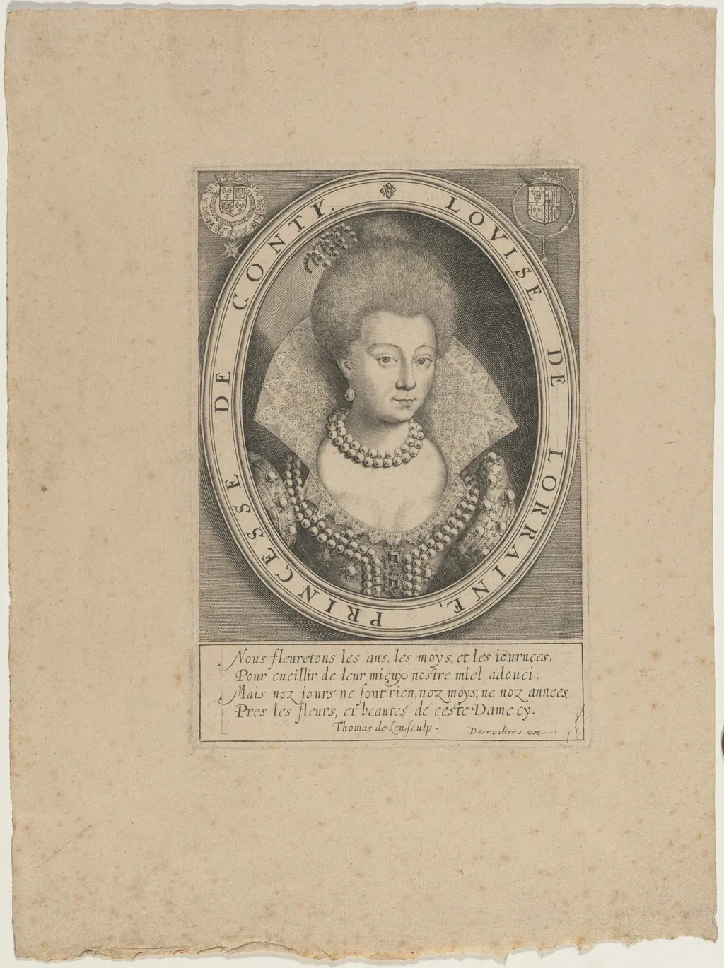 Louise Marguerite de Lorraine, Second Wife ofFrancois, Prince of Conti, by Thomas de Leu, ink, 1590