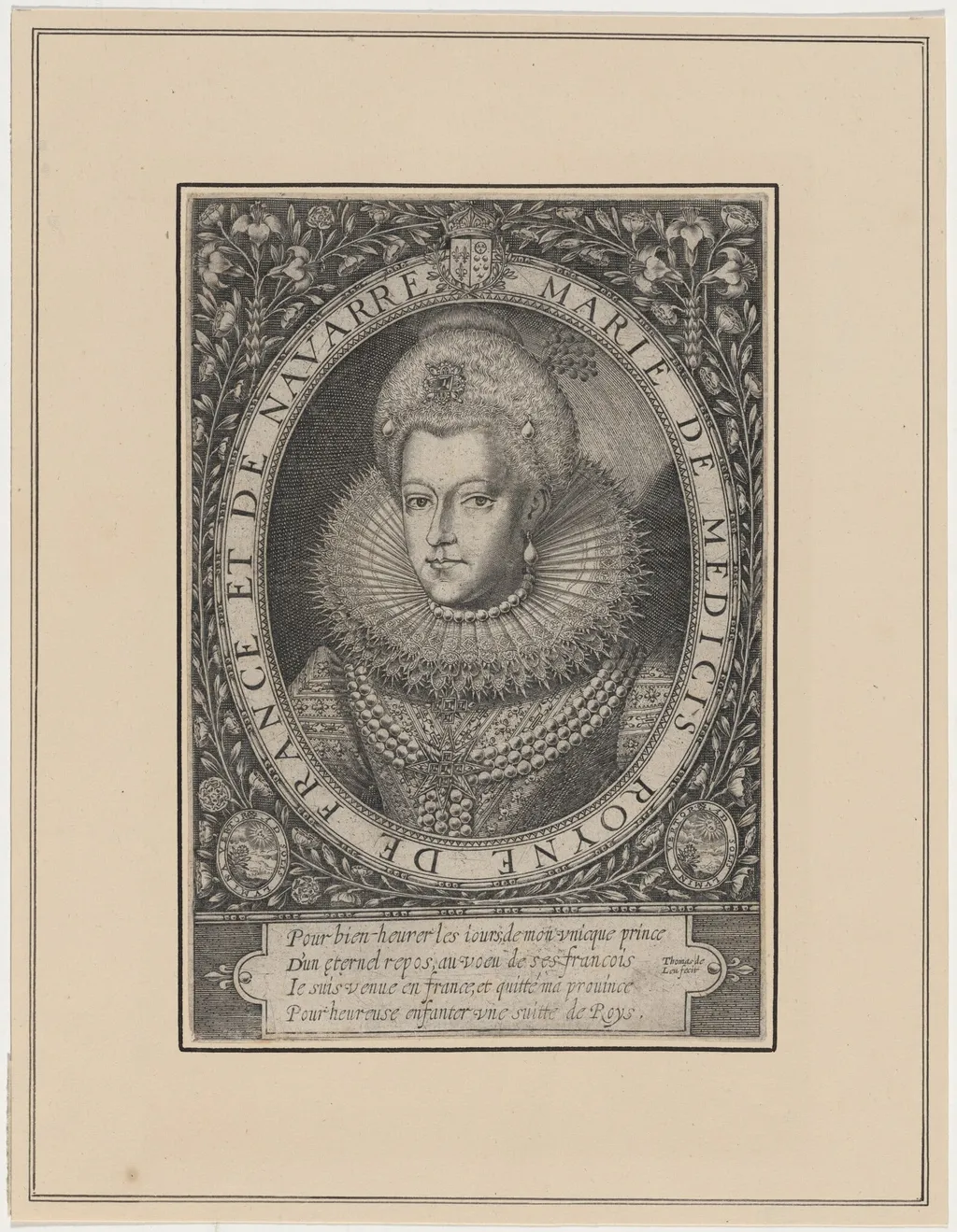 Marie de Medici, Wife of Henry IV of France, by Thomas de Leu, ink, 1590
