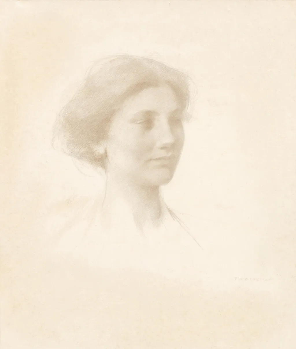 Head of a Girl, by Thomas Dewing, silver, 1909