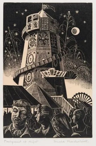 Fairground at Night, by Thomas Donald Plenderleith