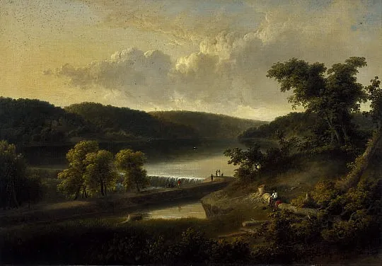 A View of the Flat Rock on the Schuylkill, near Philadelphia, by Thomas Doughty, oil, 1827