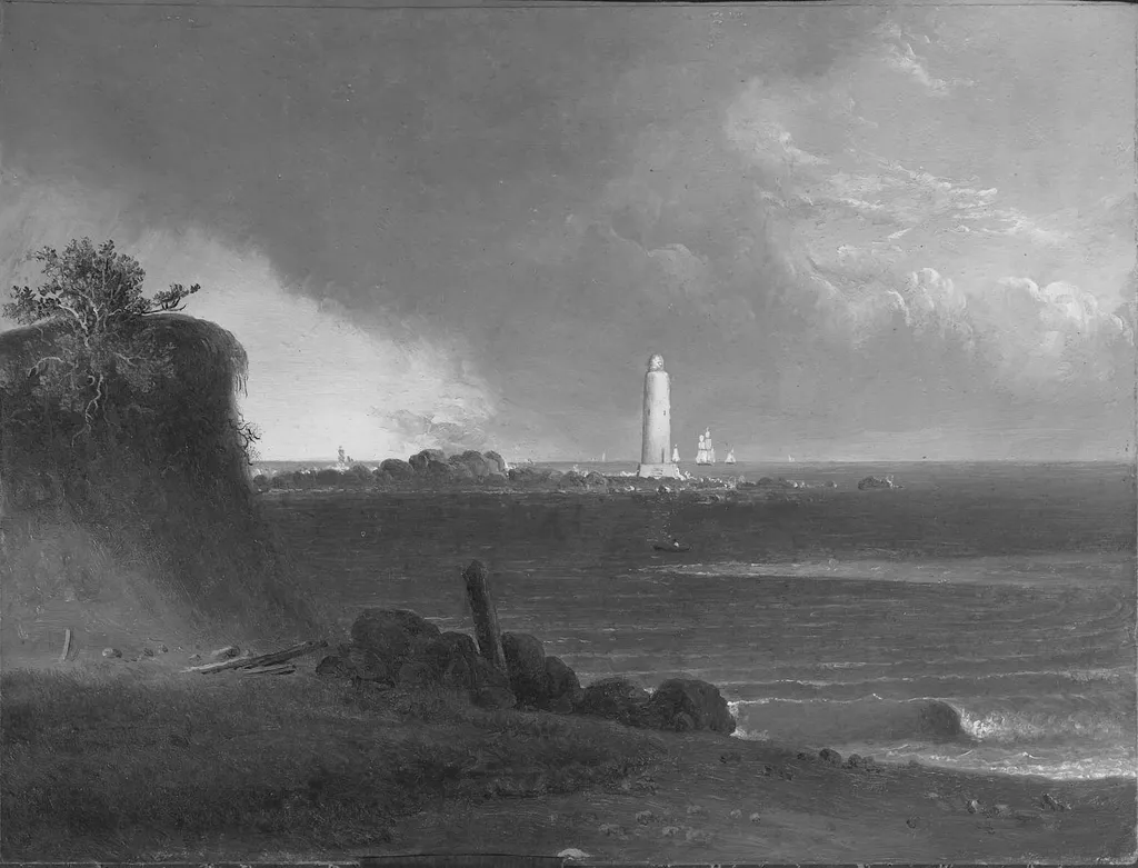 Lighthouse at Nantasket Beach, by Thomas Doughty, unspecified, 1834