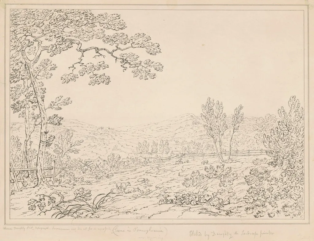 Pennsylvania Landscape, by Thomas Doughty, ink, 1820