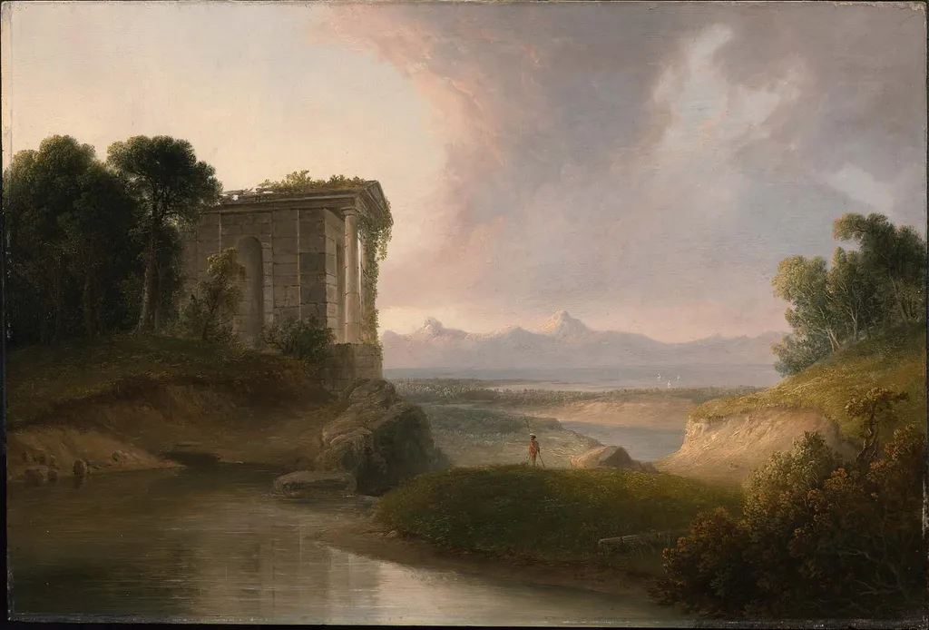Romantic Landscape with a Temple, by Thomas Doughty, unspecified, 1834