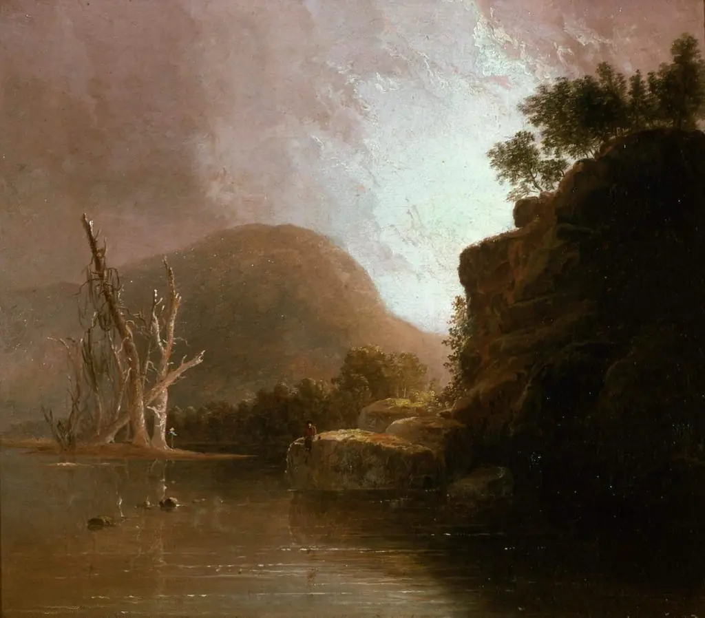 Two Men Fishing in a Mountain Lake, by Thomas Doughty