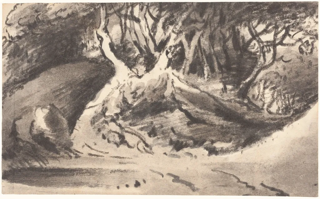 Wooded Landscape, by Thomas, Dr. Monro, chalk, 1796