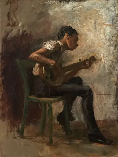 Study for "The Dancing Lesson": The Banjo Player, by Thomas Eakins