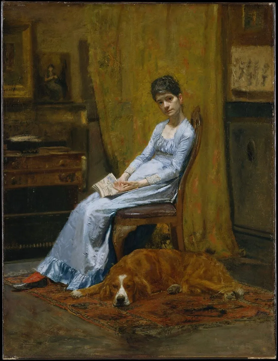 The Artist's Wife and His Setter Dog, by Thomas Eakins, oil, 1886