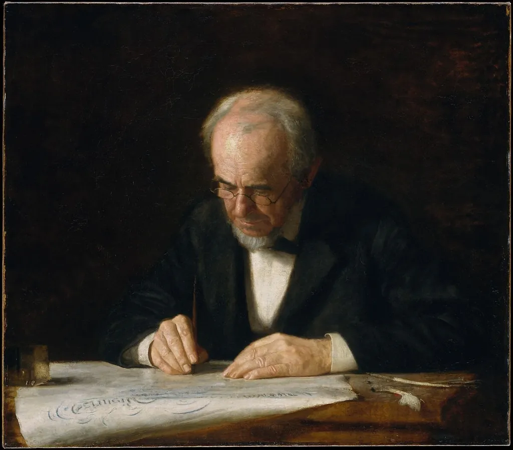 The Writing Master, by Thomas Eakins, oil, 1882