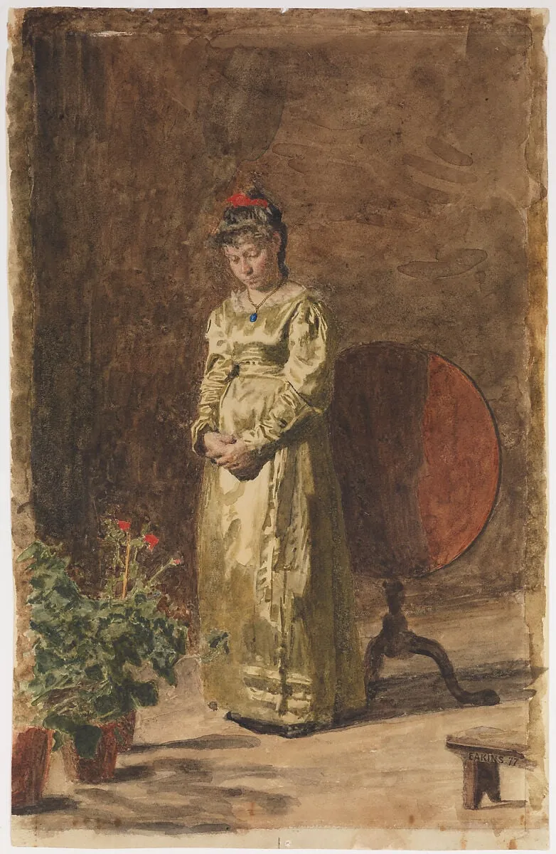 Young Girl Meditating, by Thomas Eakins, watercolor, 1877