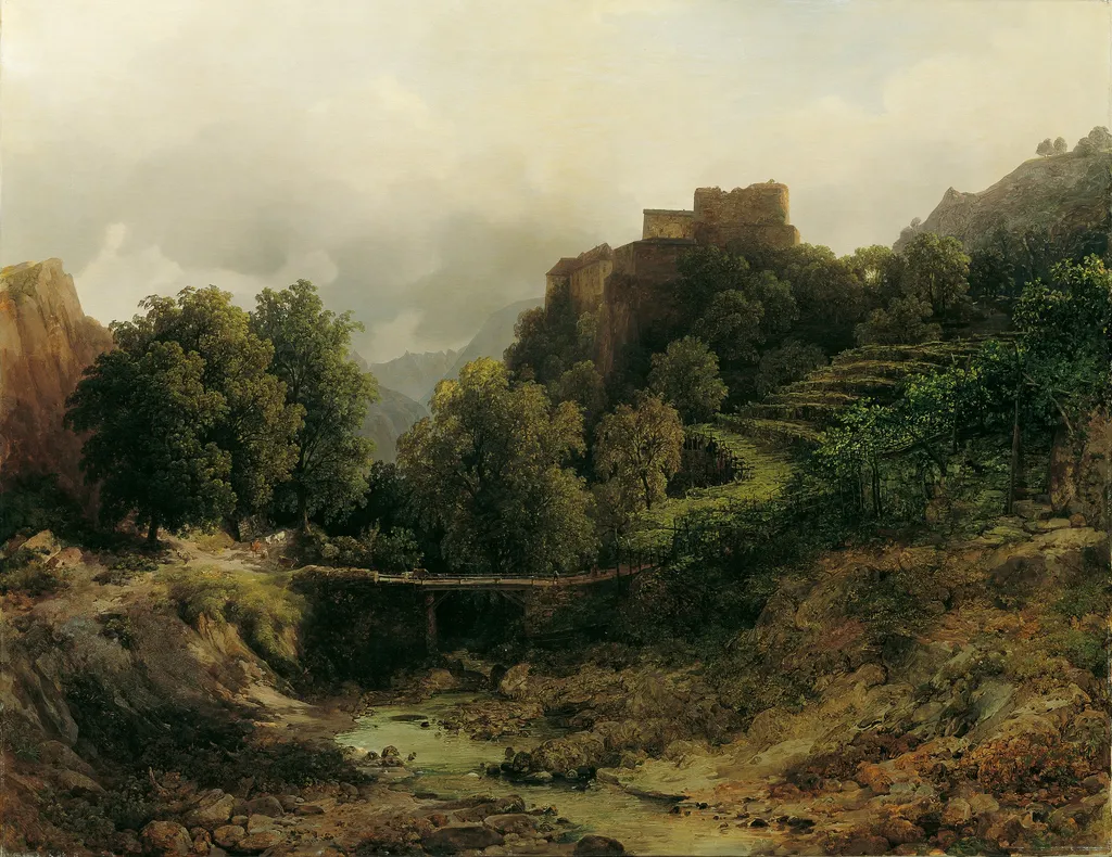 Schloss Tirol bei Meran, by Thomas Ender, oil, 1843