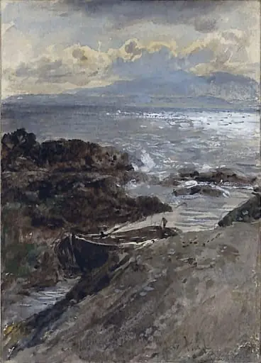 A Boat in a Creek - A Sketch, by Thomas Faed