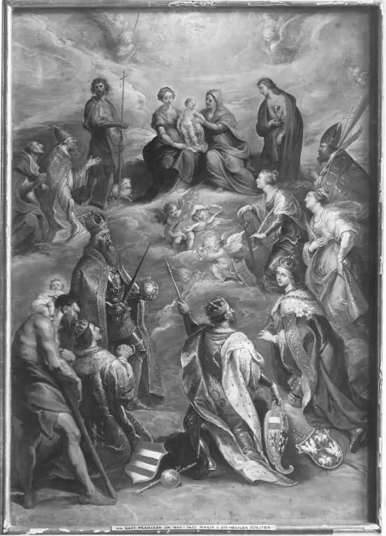 Virgin with child and St. Anna, surrounded by Saints and the Saints of the House of Austria, by Thomas Francken