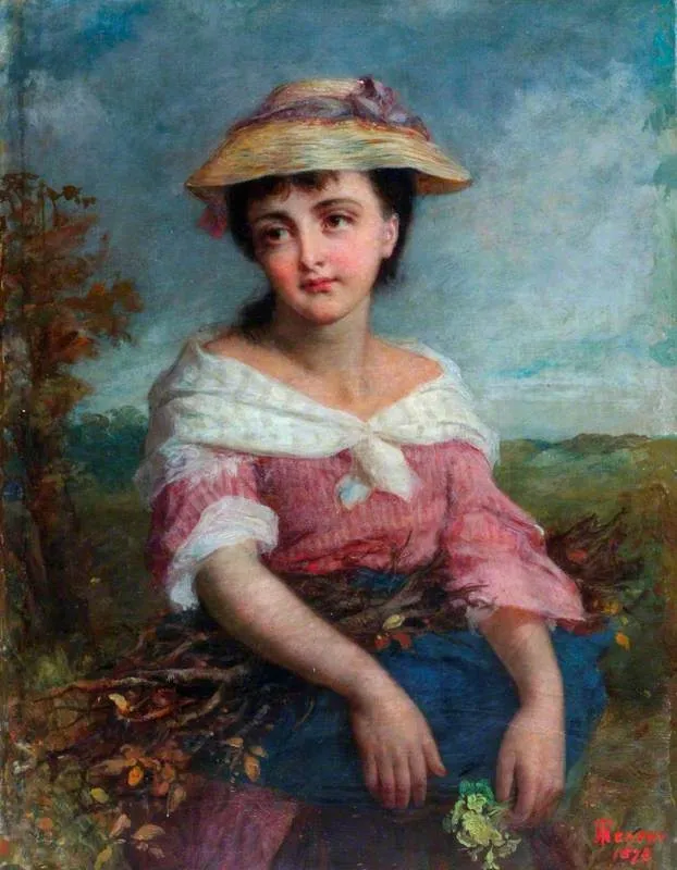 The Little Wood Gatherer, by Thomas Frank Heaphy, oil, 1873