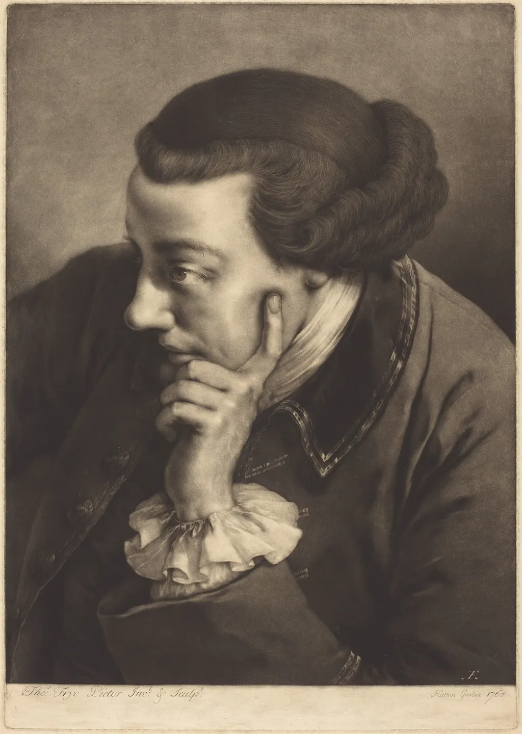 Imaginary Portrait of an English Gentleman, by Thomas Frye, ink, 1760