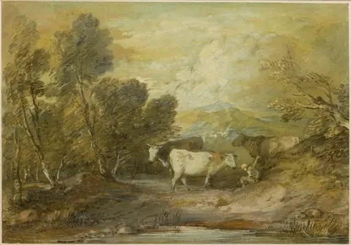 A Herdsman with Three Cows by an Upland Pool, by Thomas Gainsborough