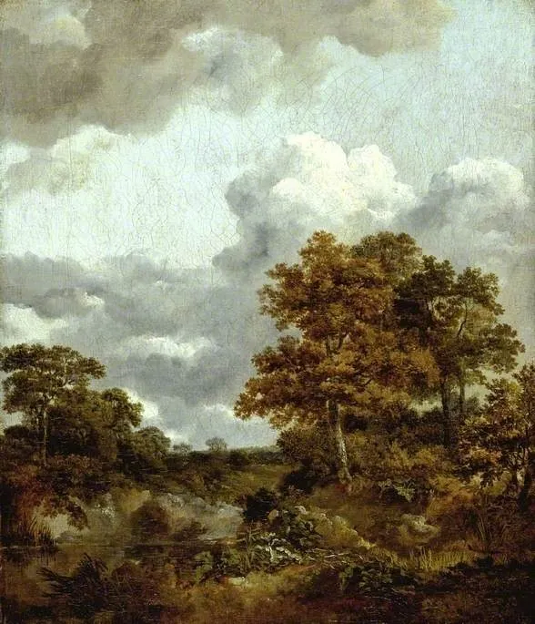 Landscape with a pool, by Thomas Gainsborough, oil, 1746