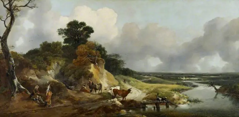 Landscape with a View of a Distant Village, by Thomas Gainsborough