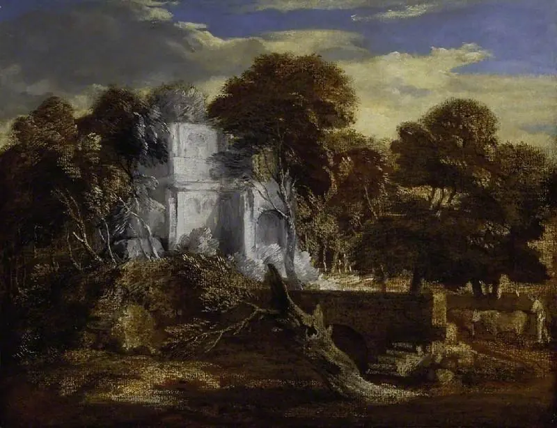 Landscape with Herdsman and Cows crossing a bridge, by Thomas Gainsborough