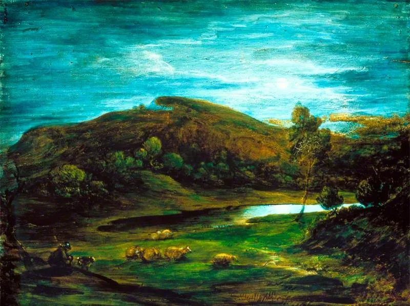 Open Landscape with a Shepherd, Sheep, a Pool and Distant Hills, by Thomas Gainsborough, unspecified