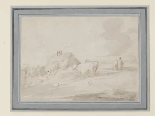 Open Landscape with Cottage, Figures and Animals, by Thomas Gainsborough