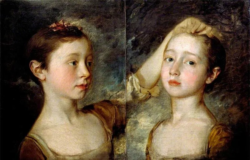 Portrait of the Painter's Two Daughters, by Thomas Gainsborough, oil, 1758